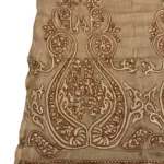 Beige Pure Wool Stole with Zari and Thread Fusion Embroidery front
