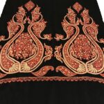 Black Pure Wool Stole with Zari and Thread Fusion Embroidery