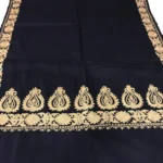 Navy Blue Pure Wool Stole with Zari Embroidery