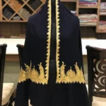 Navy Blue Pure Pashmina Stole with Gold Tilla Hand Work