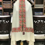 Off-White Pure Pashmina Shawl With Papier Mache Border Design