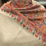 Natural Pure Pashmina Shawl With Papier Mache Embroidery front
