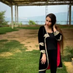 Black Front Open Style Jacket with Tilla Embroidery and Red Lining front