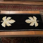 Black Velvet Table Runner and 4 Cushion Covers Set with Zari Embroidery
