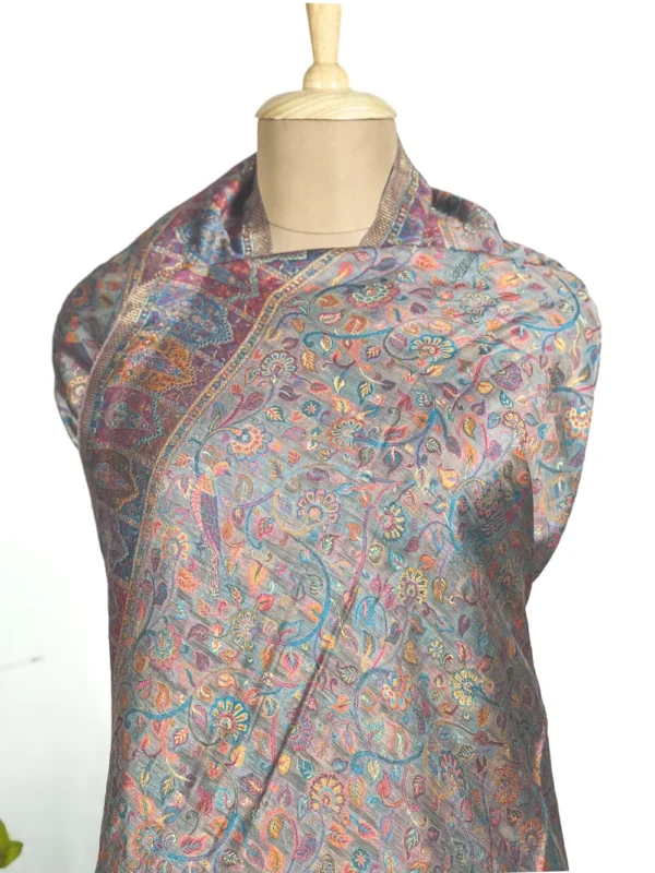 Ash Grey Modal Silk Kani Weave Dupatta
