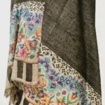 Ash Grey And Grey Pure Pashmina Reversible Shawl With Kani Hand Woven Palla front