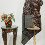 Black Pure Wool Shawl with Sozni Machine Jaal Embroidery