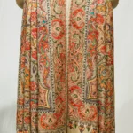 Beige Pure Wool Shawl with Sozni Machine Jama Embroidery front