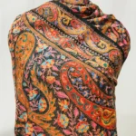 Black Pure Wool Shawl with Sozni Machine Jama Embroidery front