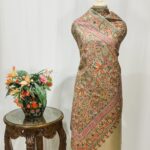 Natural Pure Wool Shawl with Sozni Machine Jama Embroidery