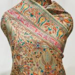 Natural Pure Wool Shawl with Sozni Machine Jama Embroidery