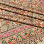 Natural Pure Wool Shawl with Sozni Machine Jama Embroidery