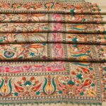 Natural Pure Wool Shawl with Sozni Machine Jama Embroidery