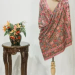 Cream Fine Wool Textured Shawl with Silk Thread Aari Jama Embroidery