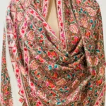 Cream Fine Wool Textured Shawl with Silk Thread Aari Jama Embroidery front