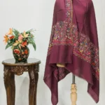 Purple Diamond Weave Pure Wool Cross Shade Shawl with Sozni Hand Embroidery