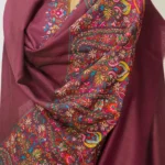 Purple Diamond Weave Pure Wool Cross Shade Shawl with Sozni Hand Embroidery front