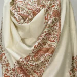 Off-White Pure Wool Shawl with Sozni Hand Embroidery front
