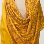 Yellow Sozni Jaal Hand Embroidered Pure Wool Shawl front