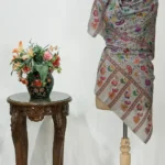 Ash Grey Floral Fine Wool Kalamkari Stole