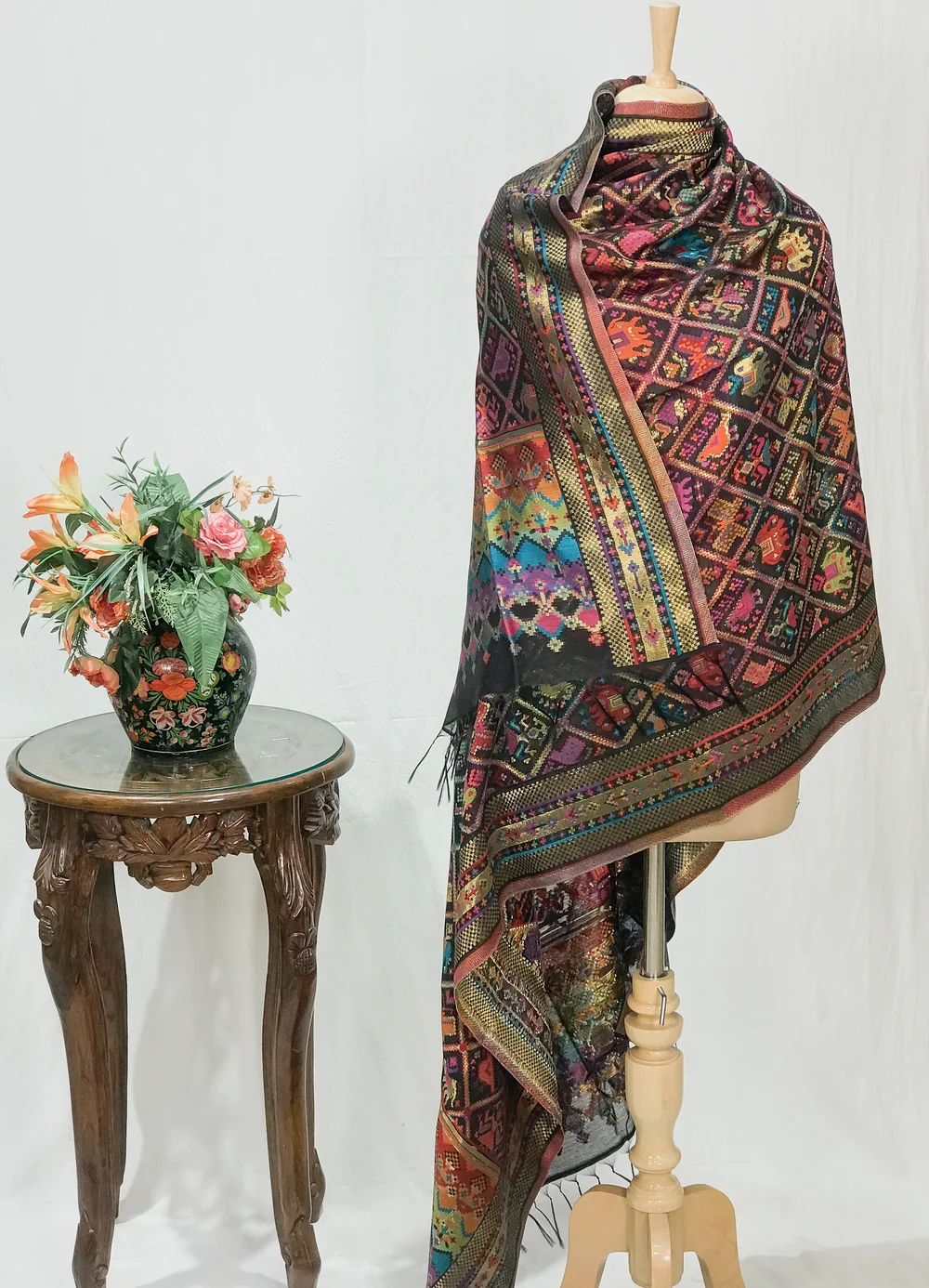 Black Modal Silk Kani Weave Dupatta Black Modal Silk Kani Weave Dupatta