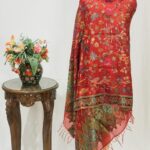 Red Blue Modal Silk Kani Weave Dupatta