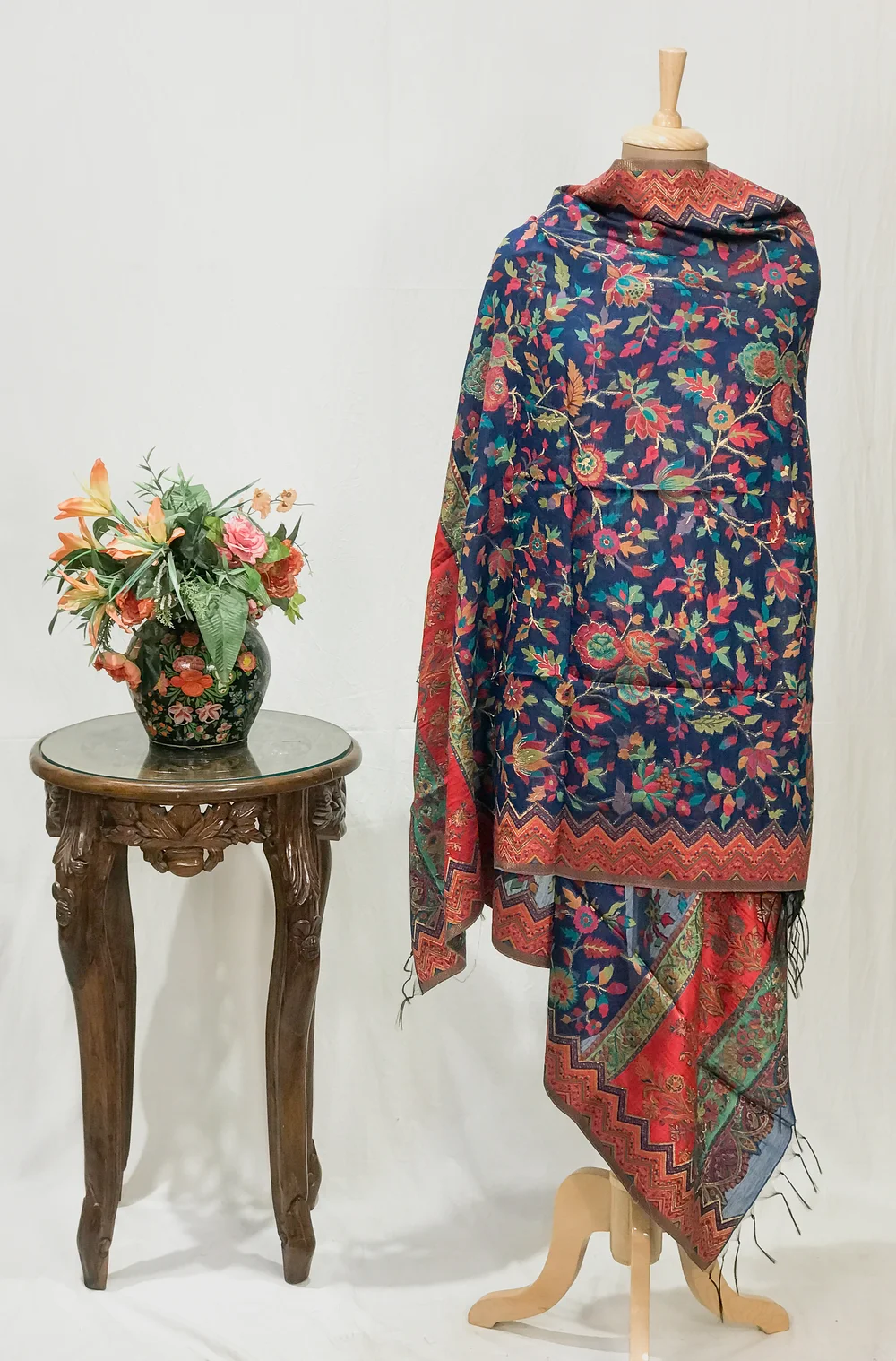 Navy Blue Modal Silk Kani Weave Dupatta