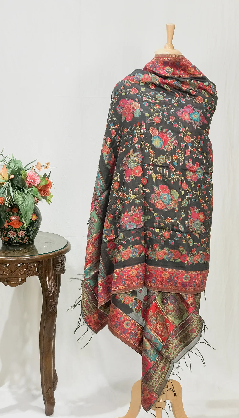 Grey Blue Modal Silk Kani Weave Dupatta front