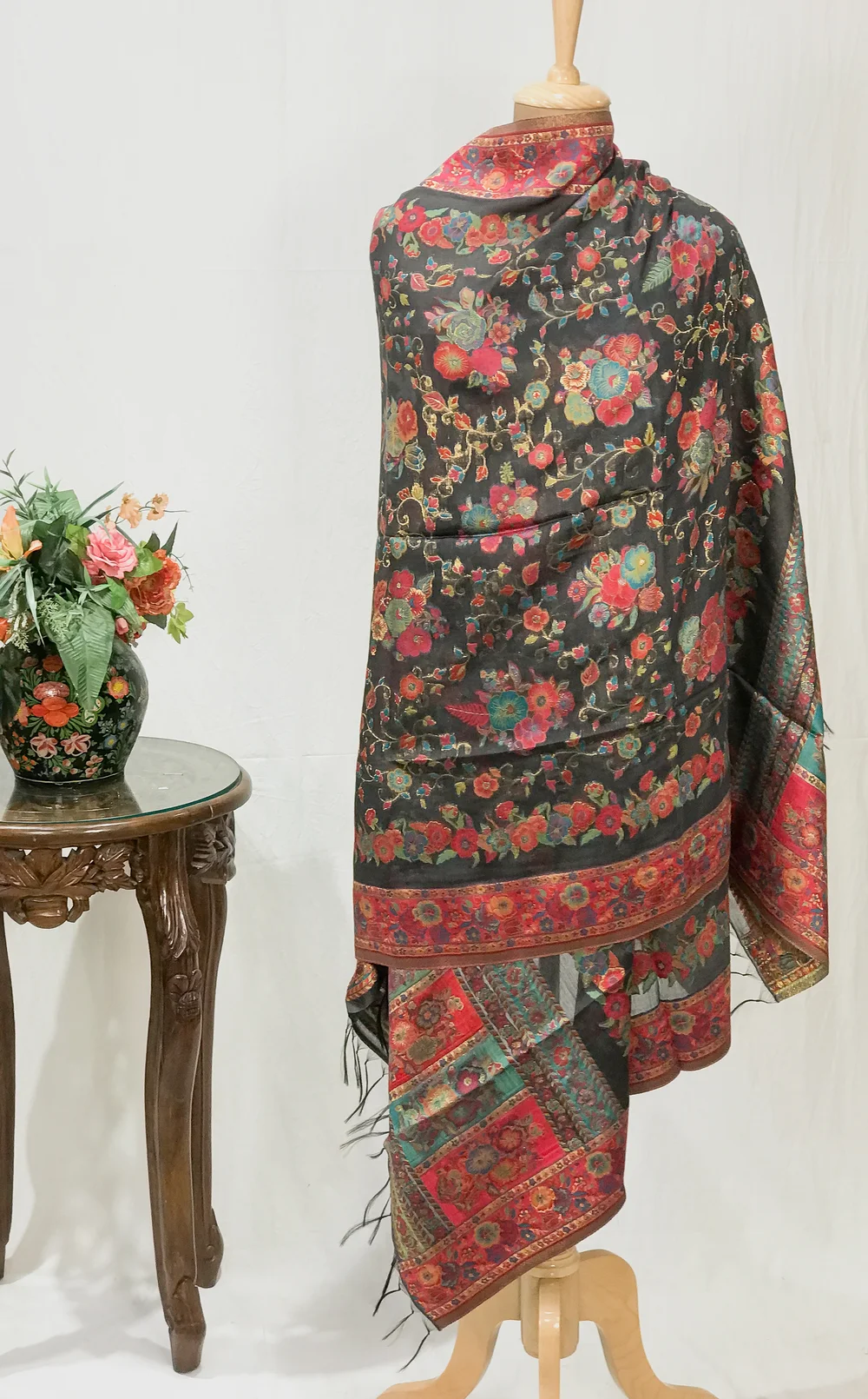 Grey Blue Modal Silk Kani Weave Dupatta