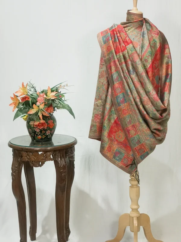 Fog Grey Modal Silk Kani Weave Dupatta