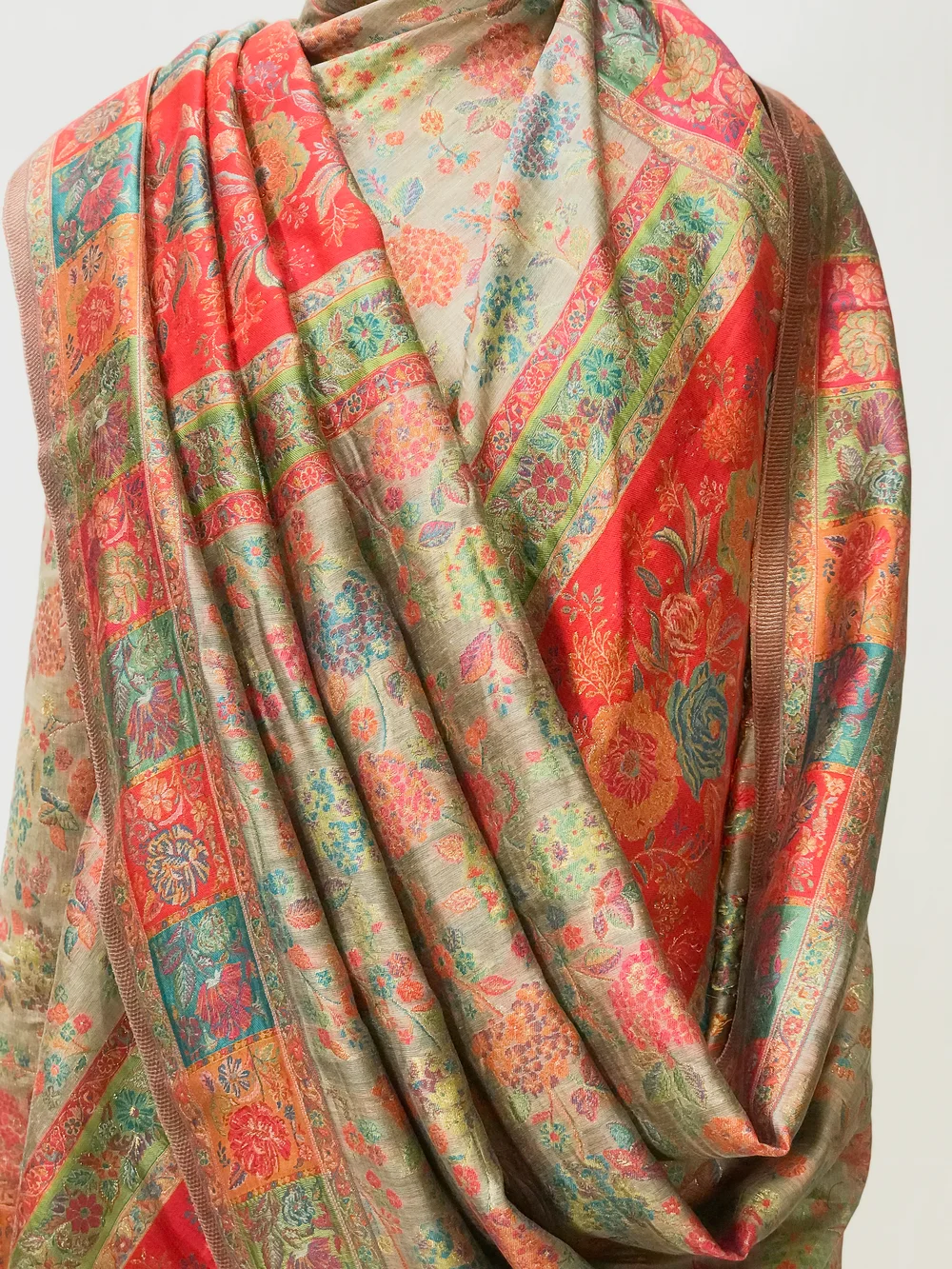 Fog Grey Modal Silk Kani Weave Dupatta front