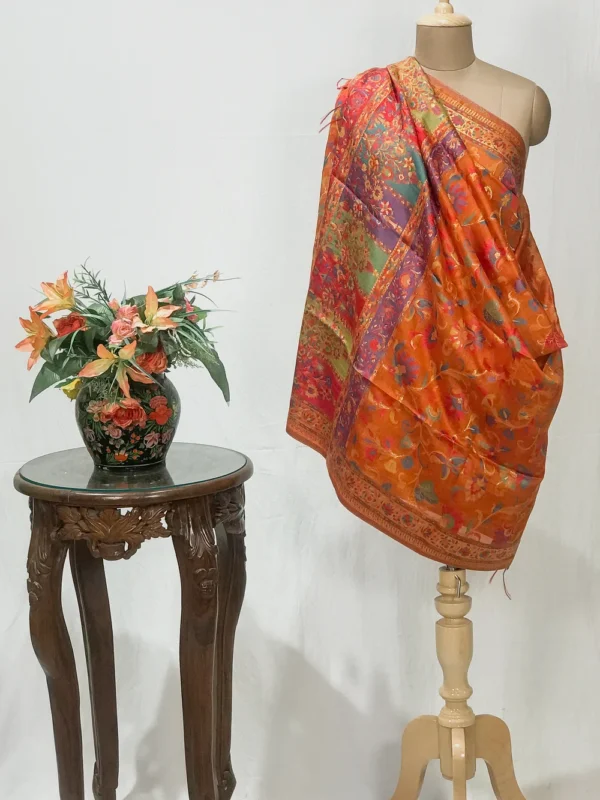 Orange Modal Silk Kani Weave Dupatta