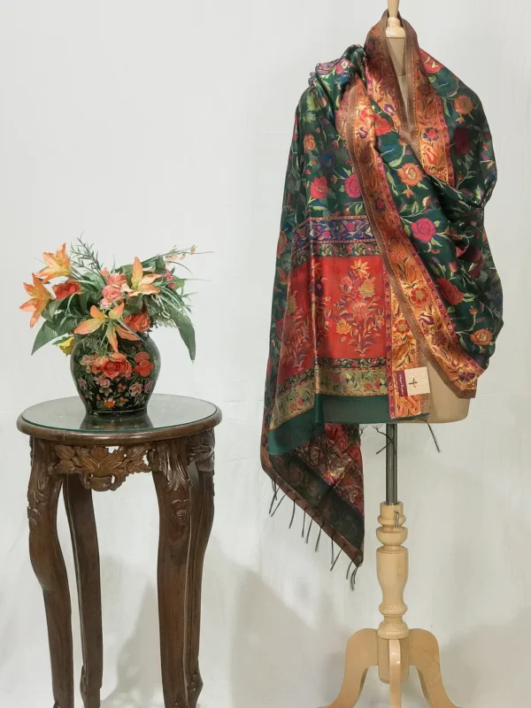 Bottle Green Modal Silk Kani Weave Dupatta