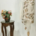 Off-White Fine Wool Stole with Thread Embroidery And Zari Detailing