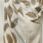 Off-White Fine Wool Stole with Thread Embroidery And Zari Detailing front