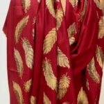 Maroon Fine Wool Stole with Thread Embroidery And Zari Detailing front