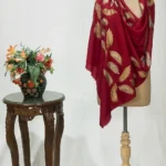 Maroon Fine Wool Stole with Thread Embroidery And Zari Detailing