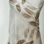 Grey Fine Wool Stole with Thread Embroidery And Zari Detailing front