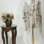 Grey Fine Wool Stole with Thread Embroidery And Zari Detailing