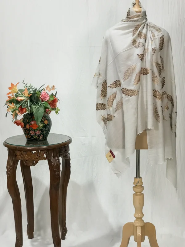 Grey Fine Wool Stole with Thread Embroidery And Zari Detailing