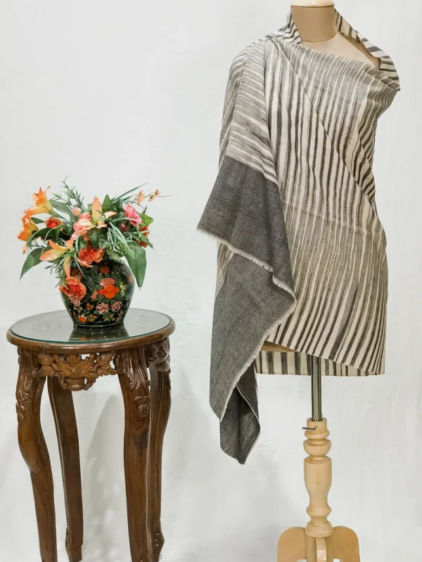 Off-White Pure Pashmina Shawl with Ikat Design