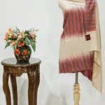 Cream Pure Pashmina Shawl with Ikat Design