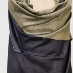 Navy Blue and Grey Reversible Pure Pashmina Shawl front