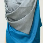 Blue and Grey Reversible Pure Pashmina Shawl front