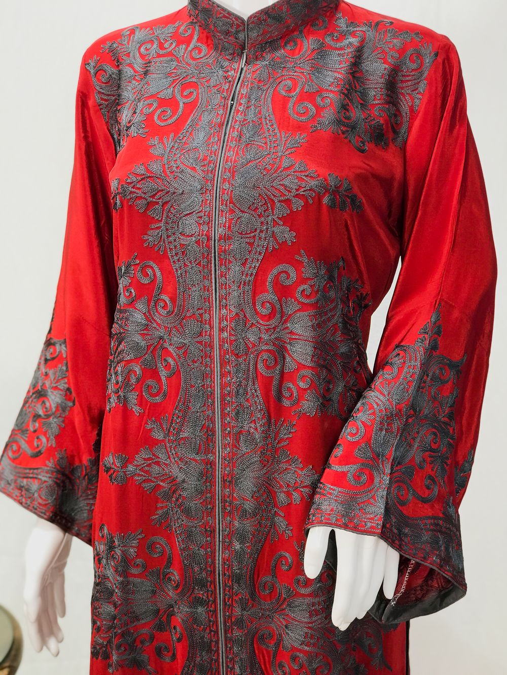 Red Kurta with Aari Silk Thread Embroidery