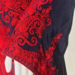 Navy Blue Kurta with Silk Thread Achkan Style Aari Embroidery