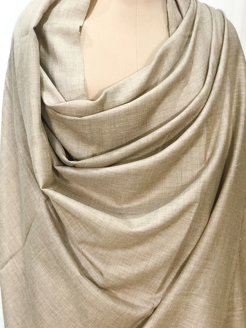 Natural Plain Pure Pashmina Shawl