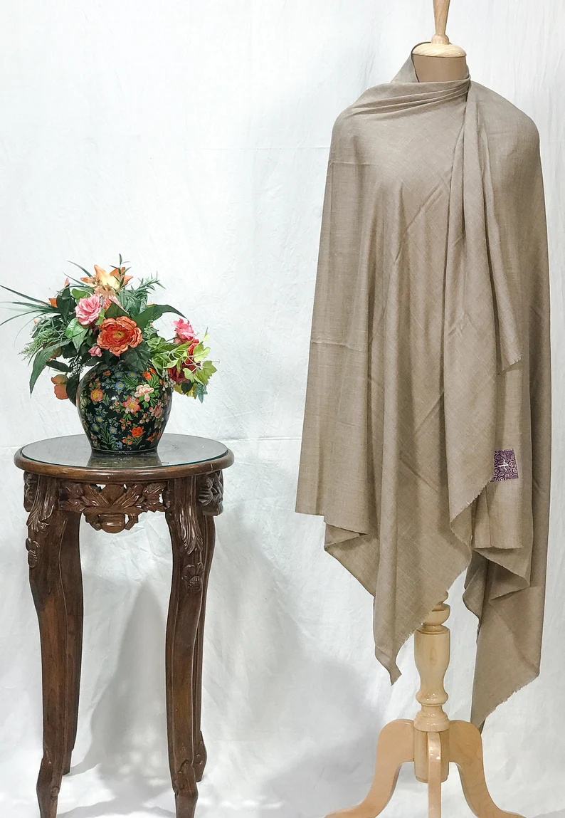 Natural Plain Pure Pashmina Shawl