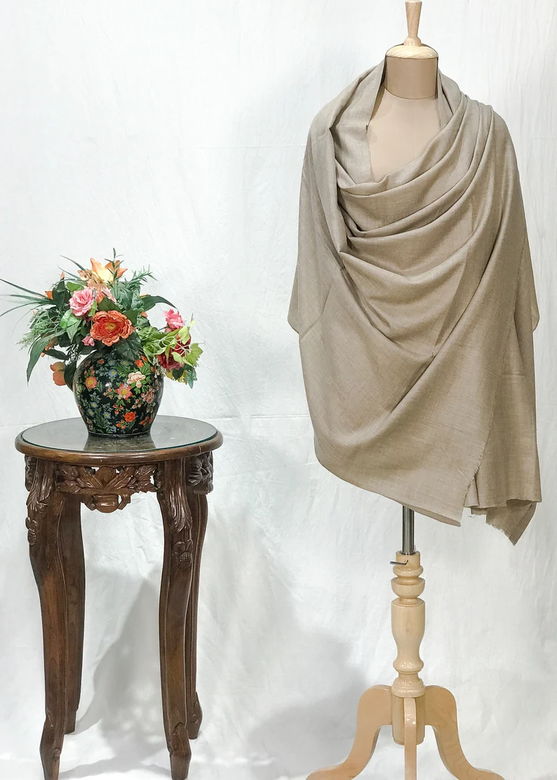 Natural Plain Pure Pashmina Shawl