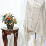 Pure Pashmina Shawl with Cream and Beige Stripes